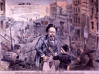 Duty That Lies NearCollection:Images from the History of Medicine (IHM) Author(s):Zimmerman, Eugene, 1862-1935 Contributor(s):Mayer, Merkel & Ottman. Publication:New York : Mayer Merkel & Ottmann, [188-?] Language(s):English Format:Still image Genre(s):Pictorial Works Abstract:Exterior view: street scene with a garbage dump, a slaughterhouse, a soap factory, men digging a hole in the street, a Commissioner of Charities and Corrections horse drawn wagon, and overflowing barrels. Related Title(s):Is part of: Pictures of life and character in New York, p. 30.; See related catalog record: 0035701 Extent:1 photomechanical print : image and text 23 x 30 cm., on sheet 25 x 30 cm. Technique:lithograph, color NLM Unique ID:101425213 NLM Image ID:A028420 Permanent Link:resource.nlm.nih.gov/101425213