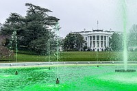 The fountain on the South Lawn of the White House is turned green for St. Patrick’s Day, Thursday, March 17, 2022. (Official White House Photo by Katie Ricks)