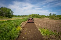 Beginning Farmers Max Morningstar, seen tilling one of his fields for planting, and Maria Zordan run MX Morningstar Farm, a vegetable farm with retail store in Hudson, New York.(USDA/FPAC photo by Preston Keres)
