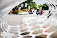 The second Emerald Loop intersection murals was installed, Greenville, May 22–24, 2022. Original public domain image from Flickr