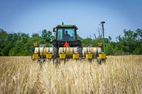 Steve Fox plants field corn into a stand of cereal rye in Freedom, Indiana May 12, 2022. Fox farms 400 acres and planted about 200 of them in cover crops prior to the 2022 planting season. (NRCS photos by Brandon O’Connor)