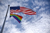 Pride month in USA, rainbow flag.