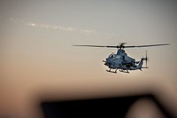 A U.S. Marine Corps AH-1Z Viper assigned to the Aviation Combat Element, 22nd Marine Expeditionary Unit (MEU), flies over the Atlantic Ocean during a live-fire exercise, July 15, 2022. The Kearsarge Amphibious Ready Group and embarked 22nd MEU, under the command and control of Task Force 61/2, is on a scheduled deployment in the U.S. Naval Forces Europe area of operations, employed by U.S. Sixth Fleet to defend U.S., allied and partner interests. (U.S. Marine Corps photo by Cpl. Yvonna Guyette)