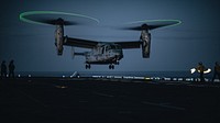 220704-N-QA919-1333 ATLANTIC OCEAN (July 14, 2022) An MV-22 Osprey assigned to the 22nd Marine Expeditionary Unit, takes off from the flight deck of the Wasp-class amphibious assault ship USS Kearsarge (LHD 3), July 14, 2022. The Kearsarge Amphibious Ready Group and embarked 22nd MEU, under the command and control of Task Force 61/2, is on a scheduled deployment in the U.S. Naval Forces Europe area of operations, employed by U.S. Sixth Fleet to defend U.S., allied and partner interests. (U.S. Navy photo by Mass Communication Specialist 1st Class Tyler Thompson)
