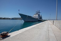 220720-N-AO868-1032 SPLIT, CROATIA (July 20, 2022) The Ticonderoga-class guided-missile cruiser USS San Jacinto (CG 56) is moored in during a scheduled port visit to Split, Croatia, July 20, 2022. San Jacinto is on a scheduled deployment in the U.S. Naval Forces Europe area of operations, employed by U.S. Sixth Fleet, to defend U.S., allied and partner interests. (U.S. Navy photo by Mass Communication Specialist 3rd Class Conner Foy)