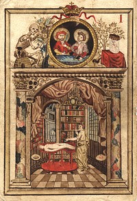 Demonstration of Surgical ProcedureCollection:Images from the History of Medicine (IHM) Publication:1660? Language(s):English Format:Still image Subject(s):Surgical Procedures, Operative Genre(s):Pictorial Works Abstract:Interior scene set within an arch flanked by Corinthian colums: a woman in classical clothing holds a scalpel in one hand and, with the other hand, gestures to a a patient lying before her on a table. The patient is a nude female who lies on her back. In the bakground are book-lines cases and an open window. Surmounting the scene is a medallion. On the left is a skeleton seated on a beehive and holding a shovel. To the right is a jar containing a fetus (?); the jar rests on a table covered with a red cloth. Within the medallion are two men; around each of their heads is a halo (?). Above the mediallion is a crown. Related Title(s):Is part of: Anatomical demostration cards.; See related catalog record: 101520602 Extent:1 painting on laid paper (1 sheet) : 23 x 16 cm. Technique:gouache, color NLM Unique ID:101557690 NLM Image ID:C06200 Permanent Link:resource.nlm.nih.gov/101557690 