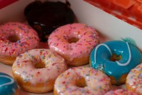 Box of glazed donuts.