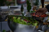 Salad corner, food buffet.