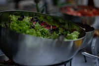 Salad corner, food buffet.