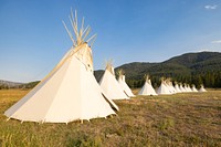 Outdoor teepees camp.