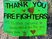 Thank You Firefighters posted created by the Salmon community. Photo taken by Salmon community.