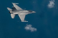 A U.S. Air Force F-16 Fighting Falcon assigned to the South Carolina Air National Guard’s 169th Fighter Wing flies over the Colombian coast during an exercise in Barranquilla, Colombia, Aug. 30, 2022. Relampago VII is a combined Colombian and U.S. exercise taking place in the U.S. Southern Command (SOUTHCOM) theater that focuses on techniques, tactics and procedures to strengthen the longstanding partnership between our armed forces. (U.S. Air Force photo by Senior Airman Daniel Hernandez)