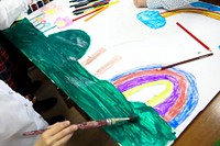 Kids art class, fun school activity.