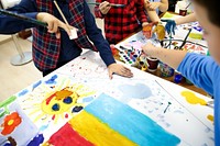 Kids art class, fun school activity.