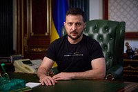 President of Ukraine, Volodymyr Zelenskyy. Original public domain image from Flickr