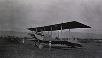 Two Mexican Children Standing by an Airplane, archive photo.