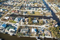 Hurricane Ian damage, aerial view.