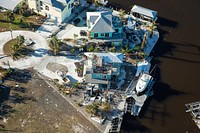 Hurricane Ian damage, aerial view.