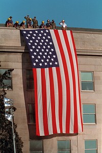 911: President George W. Bush Visits Pentagon, 09/12/2001. Original public domain image from Flickr