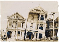 Photograph of the Effect of Earthquake on Houses After the 1906 San Francisco Earthquake, 1906. Original public domain image from Flickr