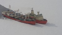 Navy ship, ice sea. Original public domain image from Flickr