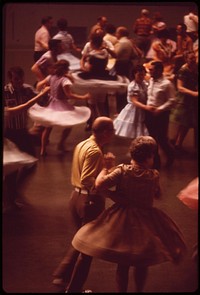 The Pershing Memorial Auditorium, one of the capital's chief buildings, is the scene of the 33rd Annual Folk Dance Festival of Lincoln, May 1973. Photographer: O'Rear, Charles. Original public domain image from Flickr