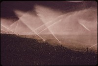 Irrigation on experimental farm operated by EPA's Las Vegas National Research Center, May 1972. Photographer: O'Rear, Charles. Original public domain image from Flickr