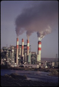 This 750-megawatt power plant, located on the north platte river, is part of the massive strip-mining development planned for the Powder River Region, 06/1973. Photographer: Norton, Boyd. Original public domain image from Flickr