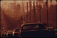 Clark Avenue and Clark Avenue Bridge. Looking East from West 13th Street, Are Obscured by Smoke from Heavy Industry, 07/1973. Original public domain image from Flickr
