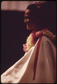 Dressed for Aloha Day parade during annual Aloha Week festivities, October 1973. Photographer: O'Rear, Charles. Original public domain image from Flickr