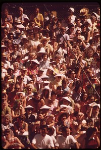 Tourists attend a hula dance demonstration, October 1973. Photographer: O'Rear, Charles. Original public domain image from Flickr