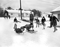 Fun in the Snow 4426-7 DOE Photo by Ed Westcott Oak Ridge Tennessee 1-25-1948.