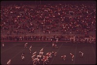 A big annual event is the spring football game at the University of Nebraska, May 1973. Photographer: O'Rear, Charles. Original public domain image from Flickr