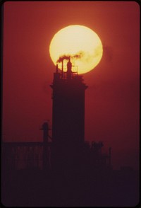 Sunset over fertilizer plant in El Centro, May 1972. Photographer: O'Rear, Charles. Original public domain image from Flickr