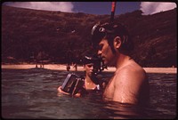 Koko Head Park in the Hanauma Bay marine life conservation district is a popular snorkeling and skin diving spot. All marine life is protected here, October 1973. Photographer: O'Rear, Charles. Original public domain image from Flickr