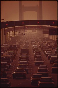 Walt Whitman Bridge Crosses The Delaware River At South Philadelphia, Leads To New Jersey Suburbs, August 1973. Photographer: Swanson, Dick. Original public domain image from Flickr