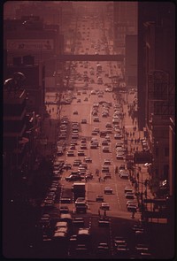 Traffic On Market Street, Philadelphia's Main East-West Artery, Looking West, August 1973. Photographer: Swanson, Dick. Original public domain image from Flickr