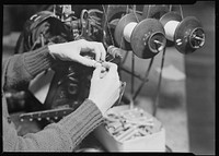 Radio. RCA Victor. Close-up of coil winder's hands, 1936. Photographer: Hine, Lewis. Original public domain image from Flickr