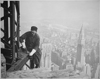 Photograph of a Workman on the Framework of the Empire State Building, 1936. Photographer: Hine, Lewis. Original public domain image from Flickr