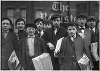 High school route boys. Adolescents. Some in back row have been newsboys for seven, eight, and nine years. New Haven, Conn, March 1909. Photographer: Hine, Lewis. Original public domain image from Flickr