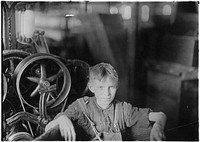 A Polish boy, Willie, who was taking his noon rest in a doffer box. Anthony, R.I, April 1909. Photographer: Hine, Lewis. Original public domain image from Flickr