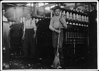Young sweeper working in Anniston Yarn Mills. Anniston, Ala, November 1910. Photographer: Hine, Lewis. Original public domain image from Flickr