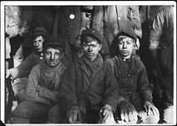 Group of breaker boys. Smallest is Sam Belloma. Pittston, Pa, January 1911. Photographer: Hine, Lewis. Original public domain image from Flickr