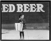 Francis Lance, 5 years old, 41 inches high. Sells regularly. St. Louis, Mo, May 1910. Photographer: Hine, Lewis. Original public domain image from Flickr