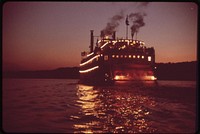 Paddlewheel Steamboat On Ohio River, May 1972. Photographer: Strode, William. Original public domain image from Flickr