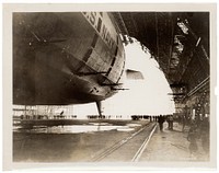 Photograph of the USS Akron in the Goodyear-Zeppelin Dock , ca. 1933. Original public domain image from Flickr