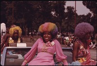 Black Beauties With Colorful Hair Grace A Float During The Annual Bud Billiken Day Parade, 08/1973. Photographer: White, John H. Original public domain image from Flickr