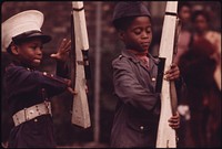 The Kadats Of America, Chicago's Most Loved Young Black Drill Team, Shown Performing On A Sunday Afternoon At A Community Talent Show On The South Side, 08/1973. Photographer: White, John H. Original public domain image from Flickr