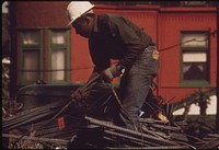 Black Construction Worker In South Side Chicago, 10/1973. Photographer: White, John H. Original public domain image from Flickr