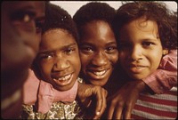 Minority Youngsters Who Gathered To Have Their Picture Taken On Chicago's South Side During A Community Talent Show, 08/1973. Photographer: White, John H. Original public domain image from Flickr